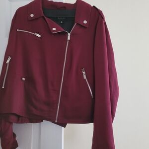 Womans Moto Jacket Burgundy Size 1X Or XL By Rebel Wilson. Preowned.